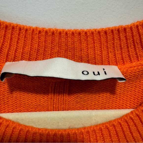🍁Oui Viscose Cotton Blend 3/4 Sleeve Crew Neck Sweater Top Orange Minimalist 8 - Picture 8 of 14
